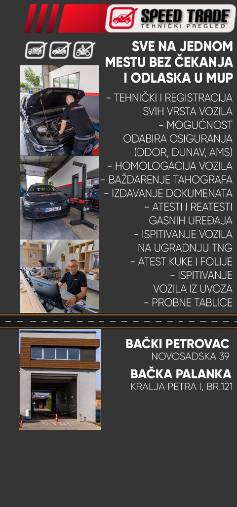 SPEED TRADE REGISTRACIJA VOZILA I TEHNIČKI PREGLED BAČKA PALANKA